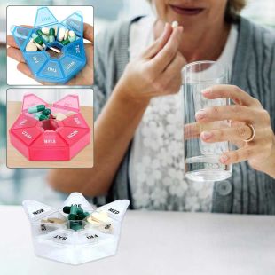 Round Weekly Pill Organizer with 7 Compartments