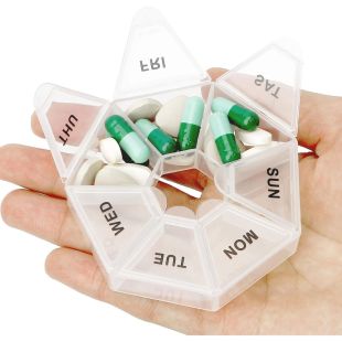 Round Weekly Pill Organizer with 7 Compartments