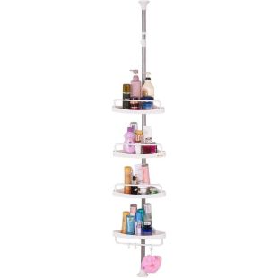 4-Tier Adjustable Corner Shower Caddy 33.5 × 21.5 × 100–320cm