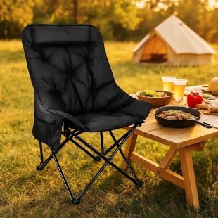 Padded Folding Camping Chair 90 &times; 45 &times; 45 cm