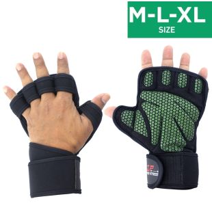 قفازات شبكية لرفع الأثقال - أخضر - كبير