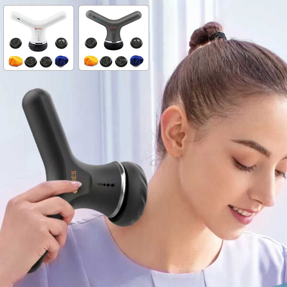 Handheld Body Massager with 4 Heads and Adjustable Speed