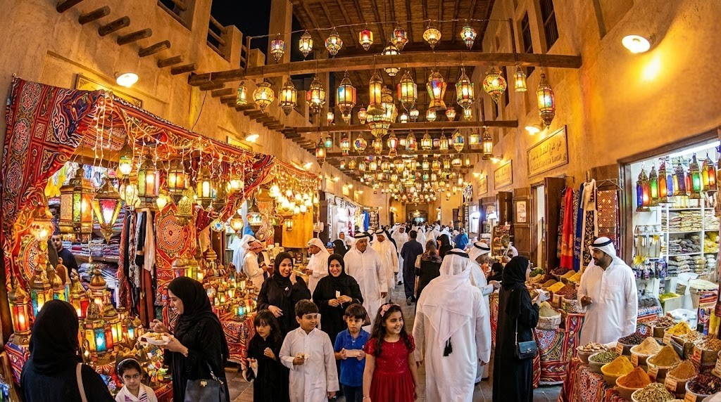 زينة رمضان العصرية مع الفوانيس والإضاءة الدافئة