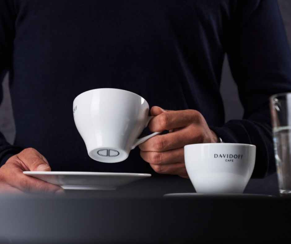 A prepared cup of Davidoff coffee